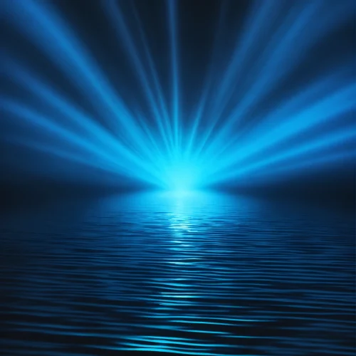 Hyper realistic opaque blue metallic rays of light